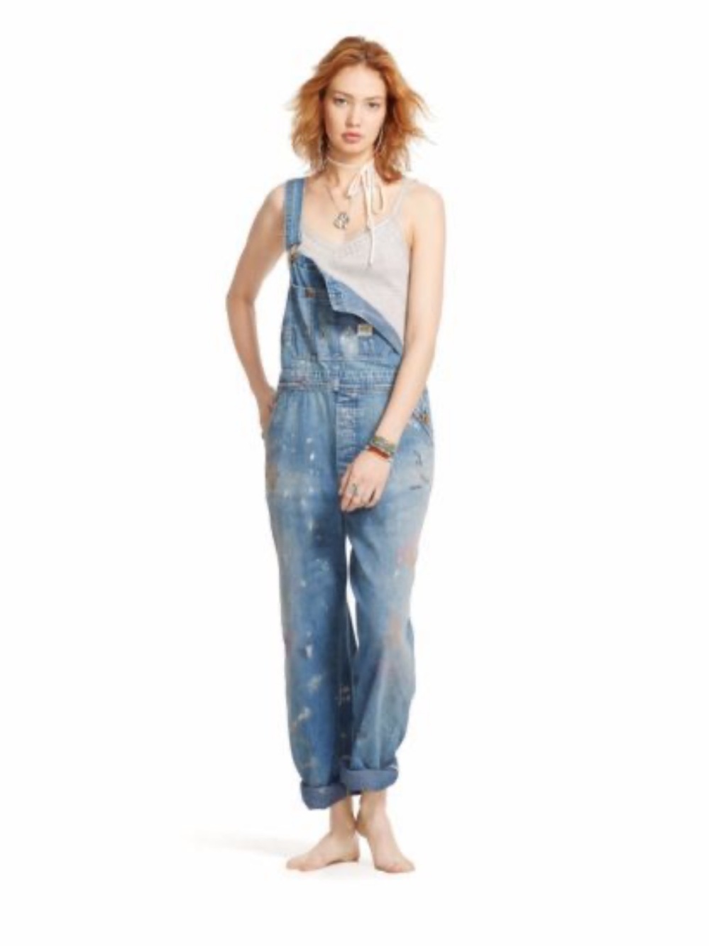 Ralph Lauren Archival denim & supply factory distressed paint splattered overall